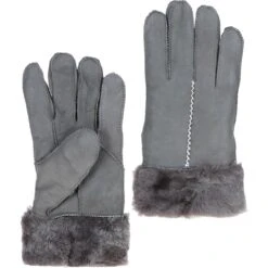 Womens Leather Sheepskin Gloves Dk Grey: FEN-901