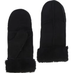 Womens Leather Sheepskin Mittens Blk-l: Mittens 2020