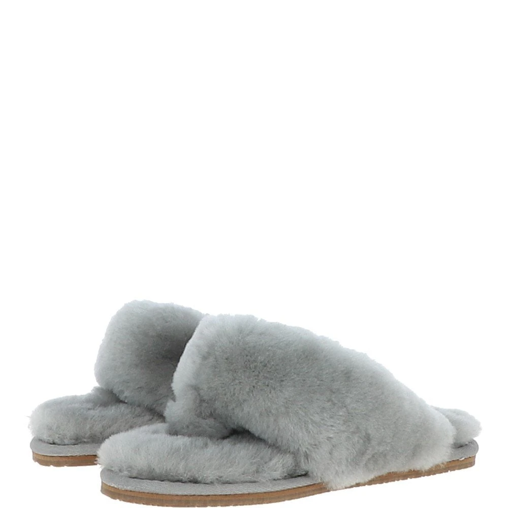Women's Luxury Sheepskin Flip Flops Grey : Fen-SFF