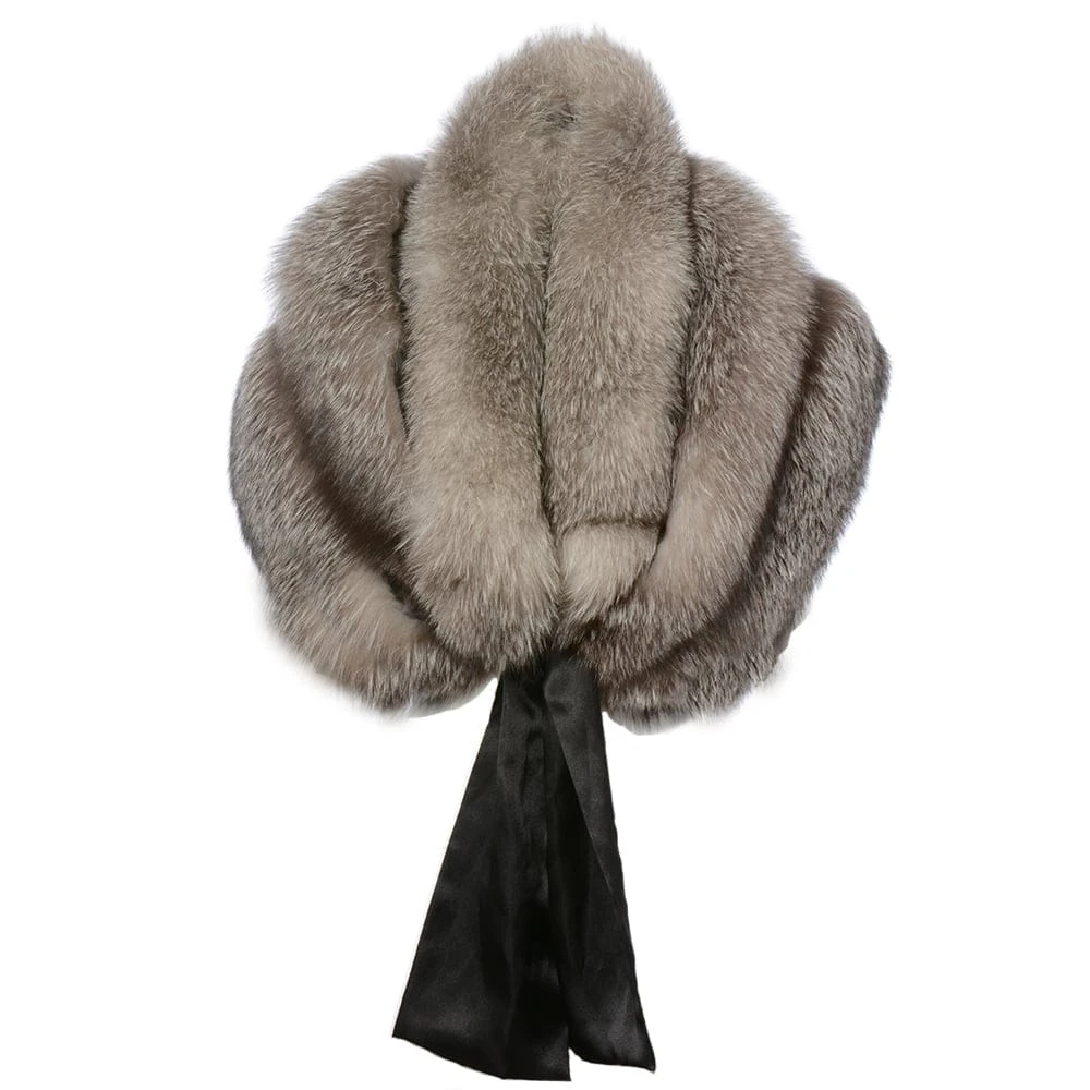 Womens Natural Fox Collar : 090 Frost