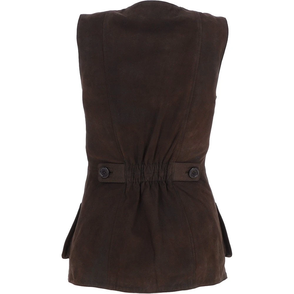 Womens Nubuck Leather Fitted Gilet Brown: Rider - Image 3
