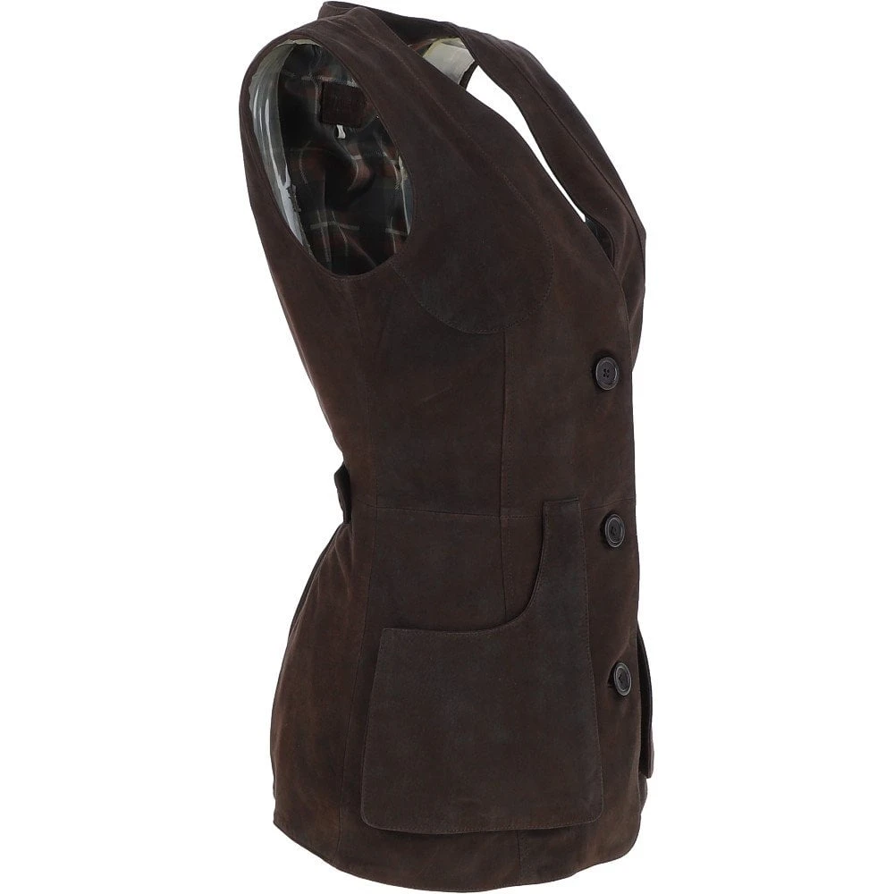 Womens Nubuck Leather Fitted Gilet Brown: Rider - Image 4