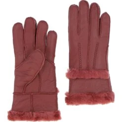 Women's Sheepskin Gloves Brick Red : DB-808