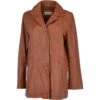 Womens Single Breasted Leather Coat Cognac/app : Eileen
