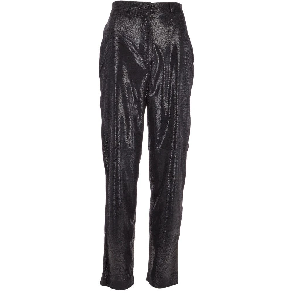 Womens Snake Print Leather Trousers Black/croc: 766