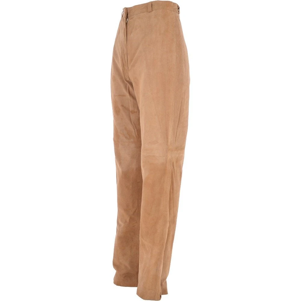 Womens Suede Leather Trousers Sand/Sue : 766 - Image 2