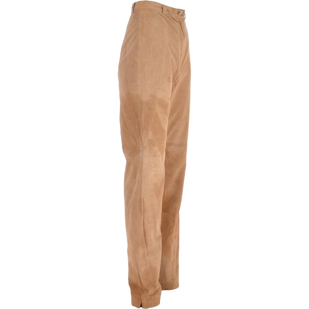 Womens Suede Leather Trousers Sand/Sue : 766 - Image 4