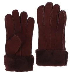 Women's Suede Sheepskin Gloves Aubergine : DB906