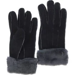 Women's Suede Sheepskin Gloves Black/brissa : DB906