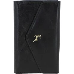 Women's Vintage Wash 12 Card Leather Purse Black : G-42