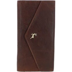 Women's Vintage Wash Large 12 Card Leather Purse Brandy : G-43