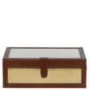 Wood And Aluminium Mirror Storage Box With Tan Leather Trim: AGC1852