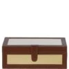 Wood And Aluminium Mirror Storage Box With Tan Leather Trim: AGC1853
