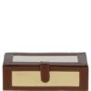 Wood And Aluminium Mirror Storage Box With Tan Leather Trim: AGC1855