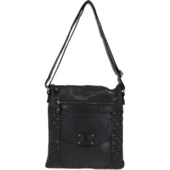 Woven Classic Large Leather Vintage Crossbody Bag Dark Grey : D-72
