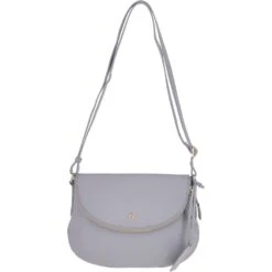 Zip Around Pocket Leather Shoulder Bag Light Grey– Rihanna