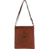 Zip Top Large Dipped Leather Shoulder Bag Tan: R-18